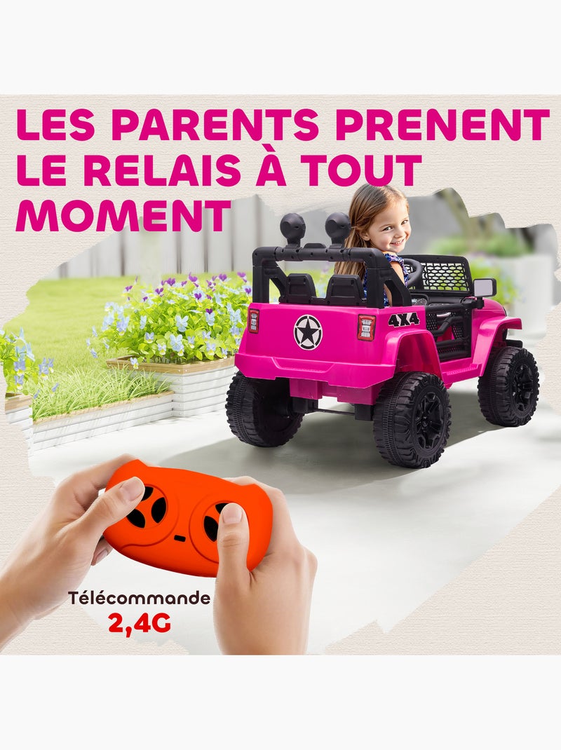 Voiture 4x4 électrique enfant 12 v 5 km/h max. Avec télécommande rose Rose - Kiabi