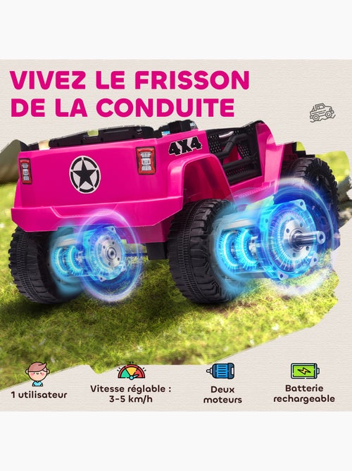 Voiture 4x4 électrique enfant 12 v 5 km/h max. Avec télécommande rose - Kiabi