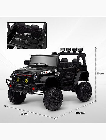 Voiture 4x4 électrique enfant 2 moteurs 12v 3 vitesses télécommande noir