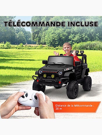 Voiture 4x4 électrique enfant 2 moteurs 12v 3 vitesses télécommande noir