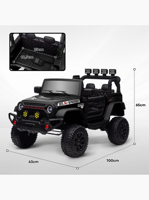 Voiture 4x4 électrique enfant 2 moteurs 12v 3 vitesses télécommande noir - Kiabi