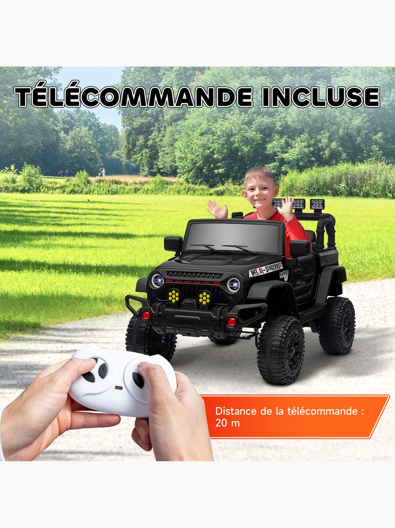 Voiture 4x4 électrique enfant 2 moteurs 12v 3 vitesses télécommande noir Noir - Kiabi