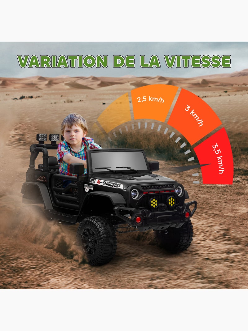 Voiture 4x4 électrique enfant 2 moteurs 12v 3 vitesses télécommande noir Noir - Kiabi