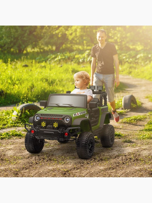 Voiture 4x4 électrique enfant style safari - 3 vitesses, nombreux effets - noir vert - Kiabi