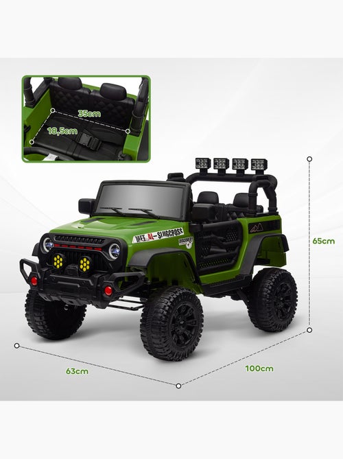 Voiture 4x4 électrique enfant style safari - 3 vitesses, nombreux effets - noir vert - Kiabi