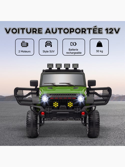 Voiture 4x4 électrique enfant style safari - 3 vitesses, nombreux effets - noir vert - Kiabi