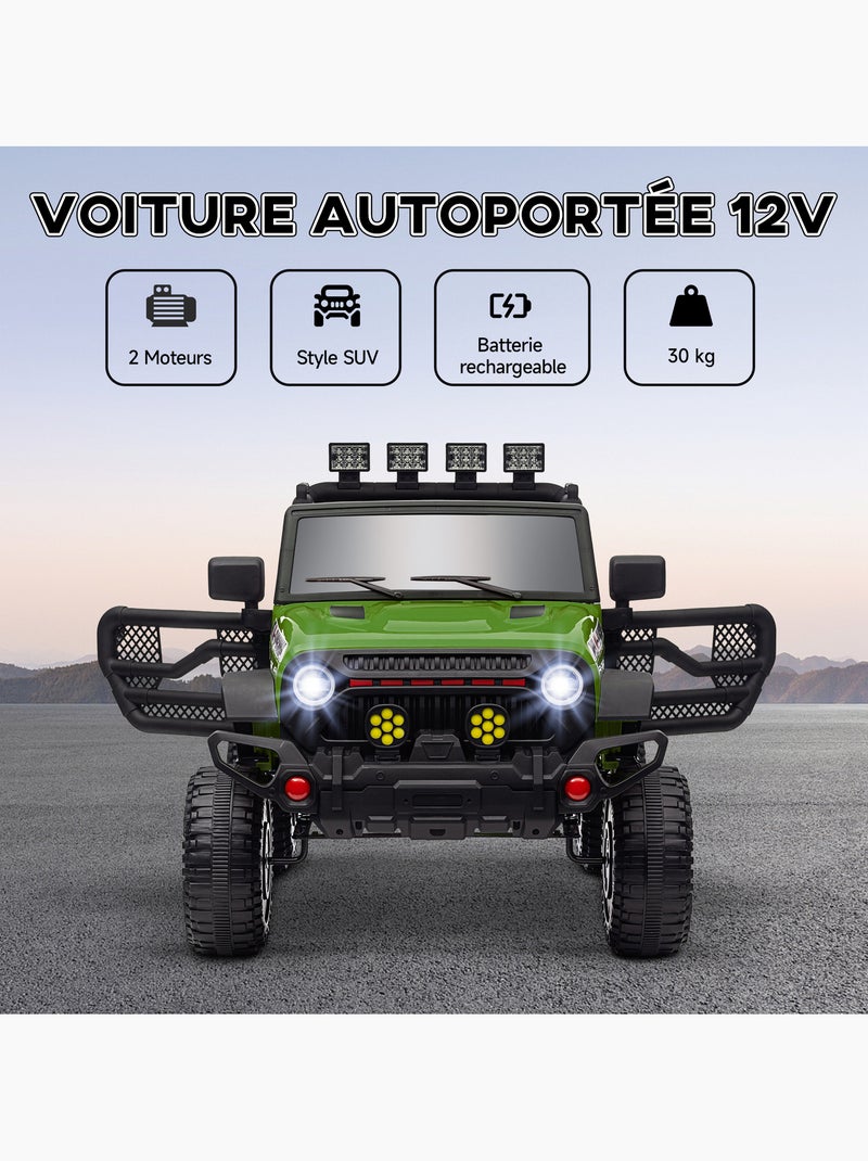 Voiture 4x4 électrique enfant style safari - 3 vitesses, nombreux effets - noir vert Vert - Kiabi