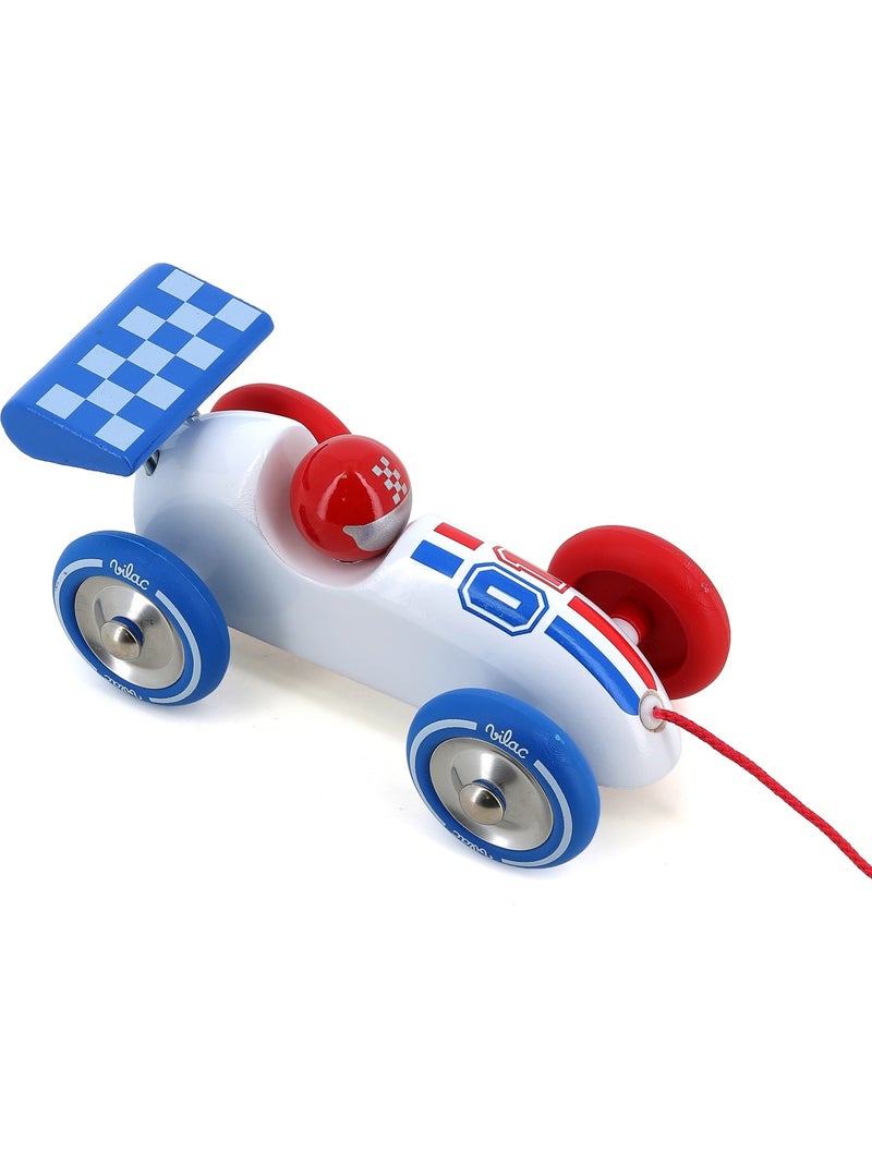 Voiture de course à tirer Blanc - Kiabi