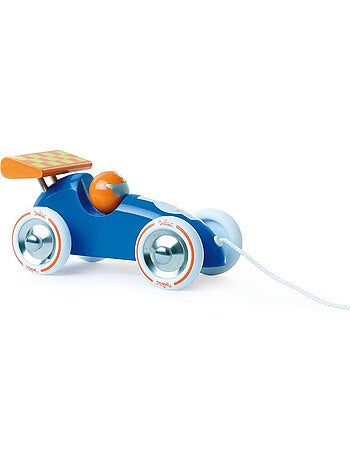 Voiture de course a trainer bleu et orange