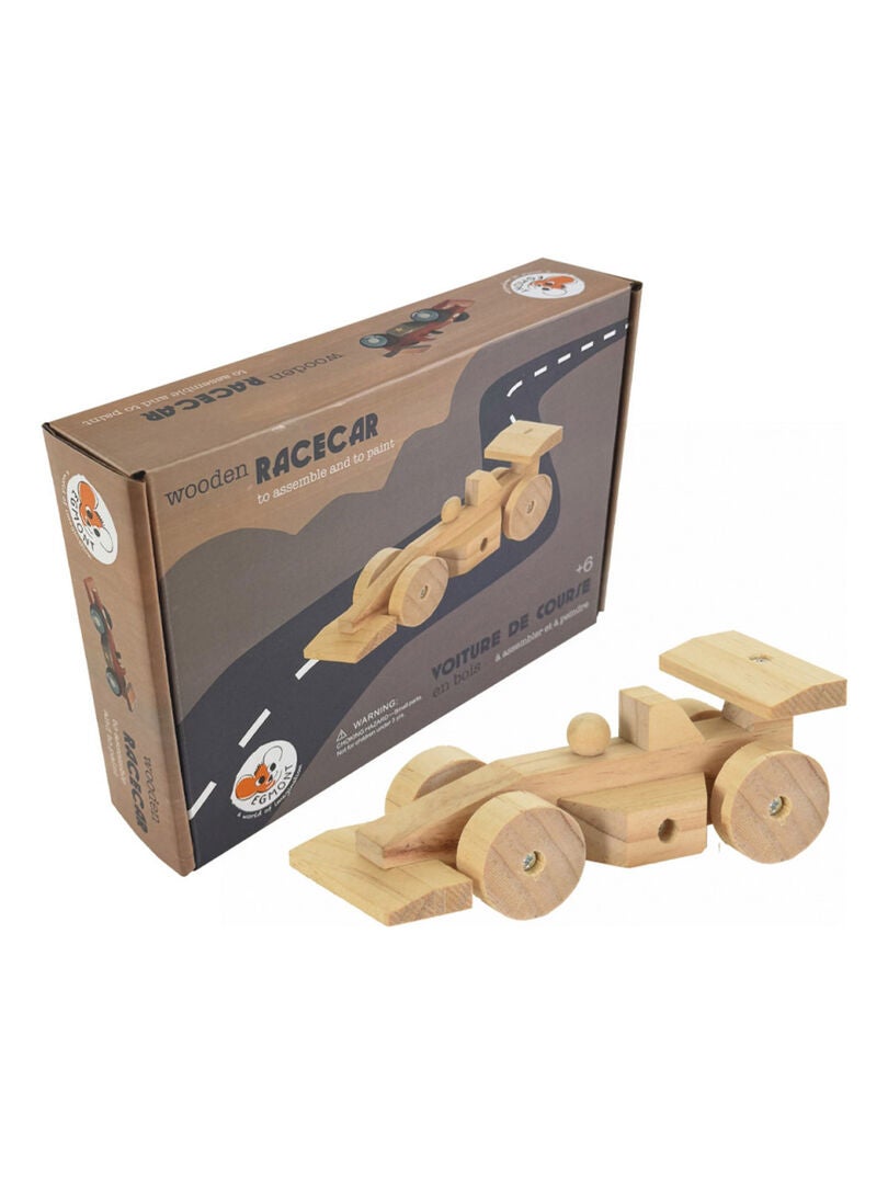 Lavoretti Creativi Per Bambini Kit 3 Voitures De Course En Bois à Monter Et Peindre - Jouet Éducatif 5-10 Ans Développe Créativité