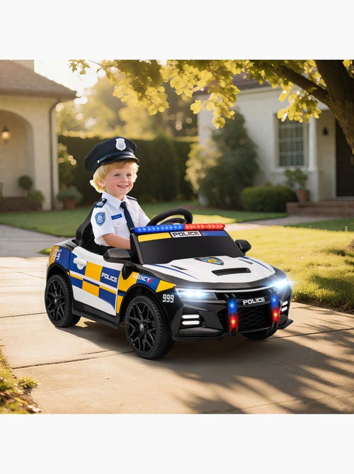 Voiture électrique de police enfant 7 km/h max. Télécommande noir - Kiabi Voiture électrique de police enfant 7 km/h max. Télécommande noir - Kiabi