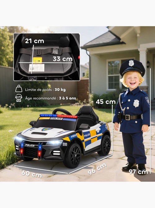Voiture électrique de police enfant 7 km/h max. Télécommande noir - Kiabi Voiture électrique de police enfant 7 km/h max. Télécommande noir - Kiabi