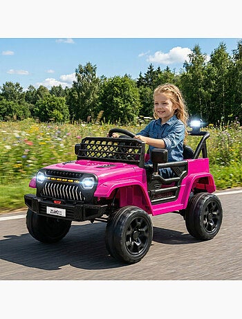 Voiture électrique enfant 4x4 12v 2 moteurs 3-5km/h nombreux effets télécommande