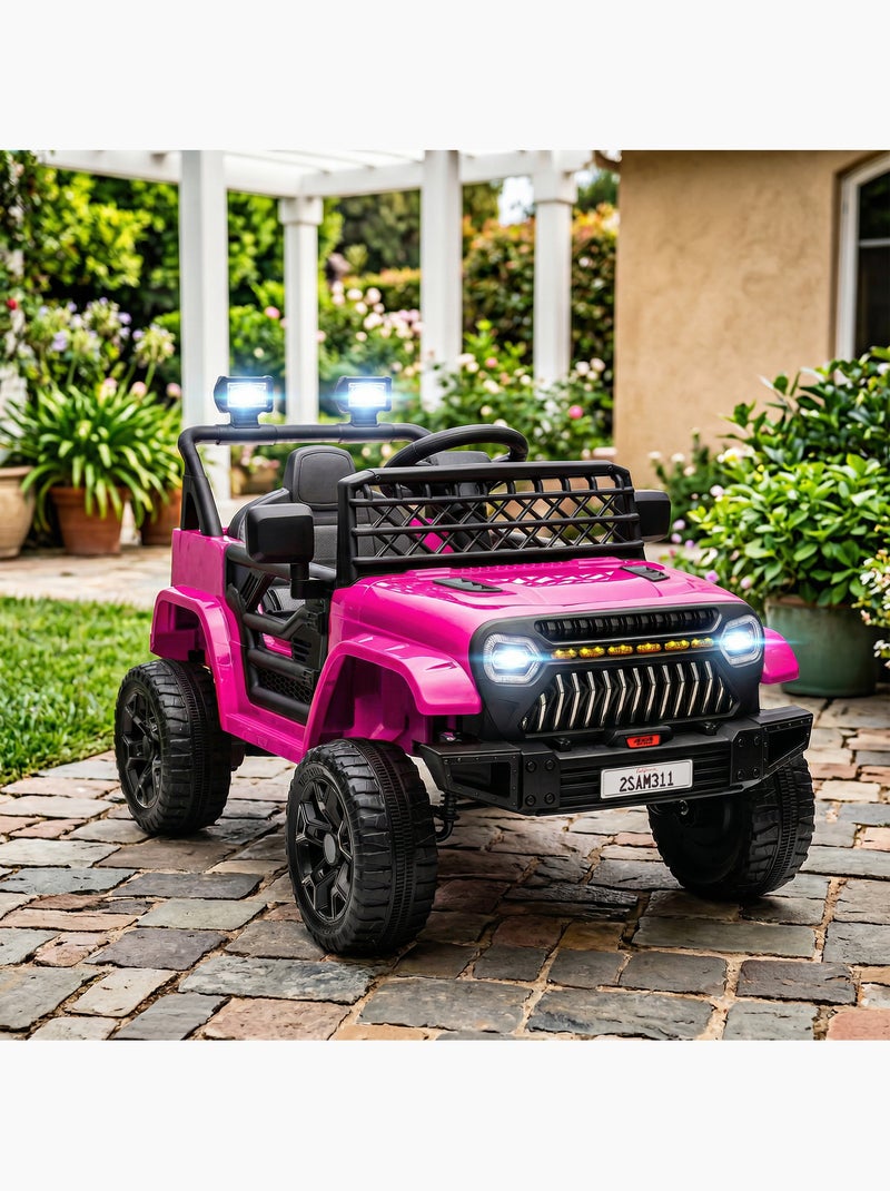Voiture électrique enfant 4x4 12v 2 moteurs 3-5km/h nombreux effets télécommande Rose - Kiabi