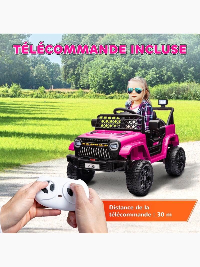 Voiture électrique enfant 4x4 12v 2 moteurs 3-5km/h nombreux effets télécommande Rose - Kiabi
