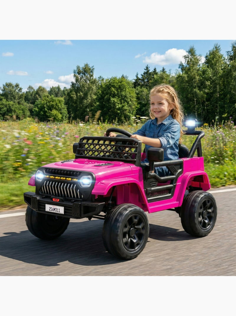 Voiture électrique enfant 4x4 12v 2 moteurs 3-5km/h nombreux effets télécommande Rose - Kiabi