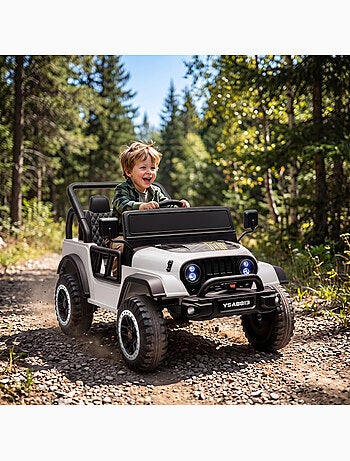 Voiture électrique enfant 4x4 télécommande 3-5 km/h effets noir blanc