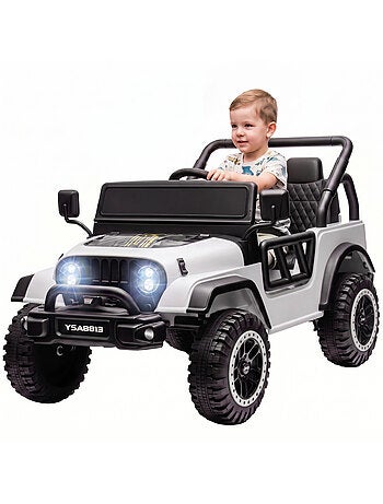 Voiture électrique enfant 4x4 télécommande 3-5 km/h effets noir blanc