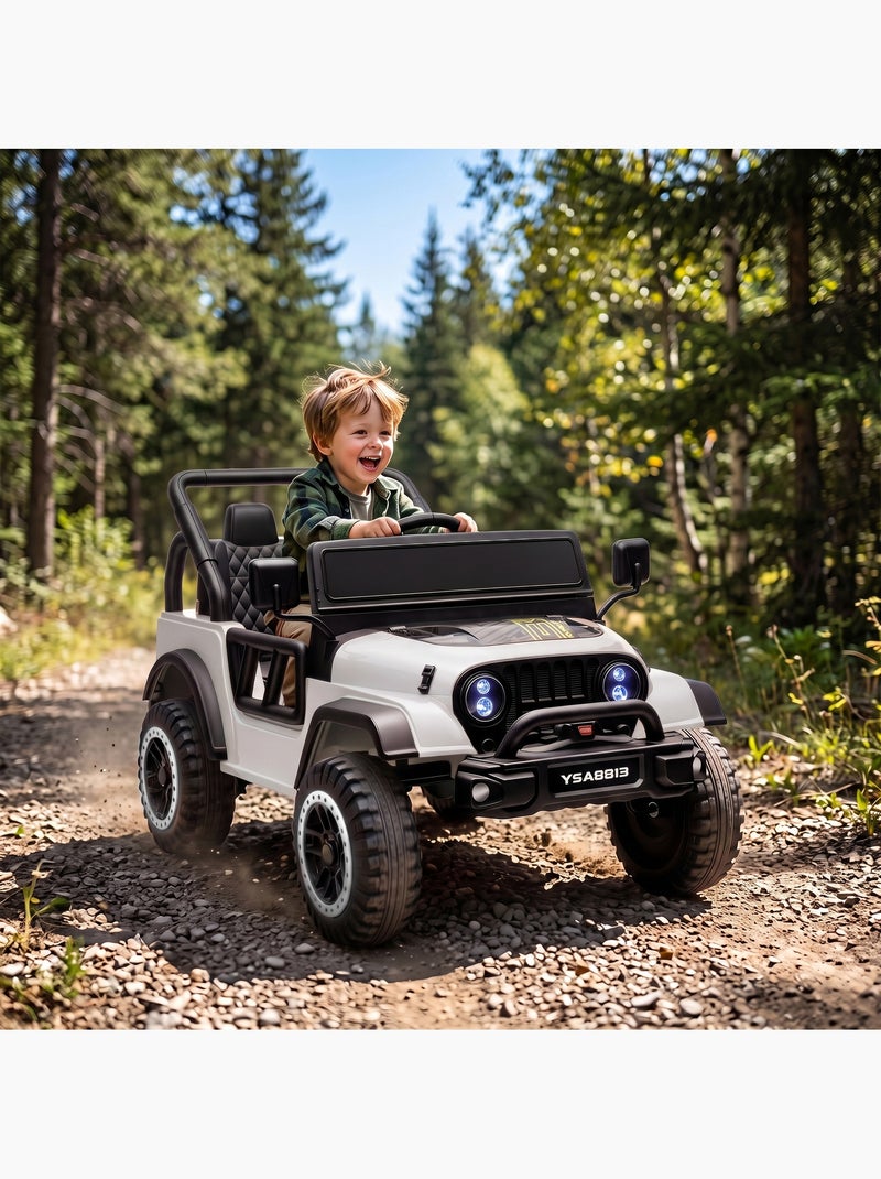 Voiture électrique enfant 4x4 télécommande 3-5 km/h effets noir blanc Blanc Blanc - Kiabi