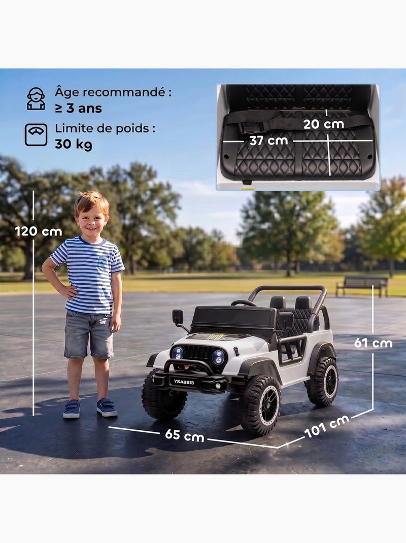 Voiture électrique enfant 4x4 télécommande 3-5 km/h effets noir blanc Blanc Blanc - Kiabi