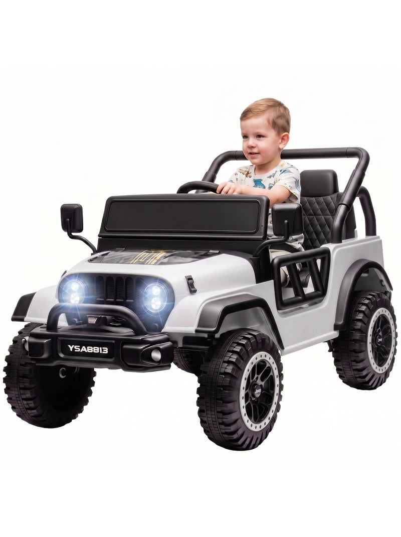 Voiture électrique enfant 4x4 télécommande 3-5 km/h effets noir blanc Blanc Blanc - Kiabi