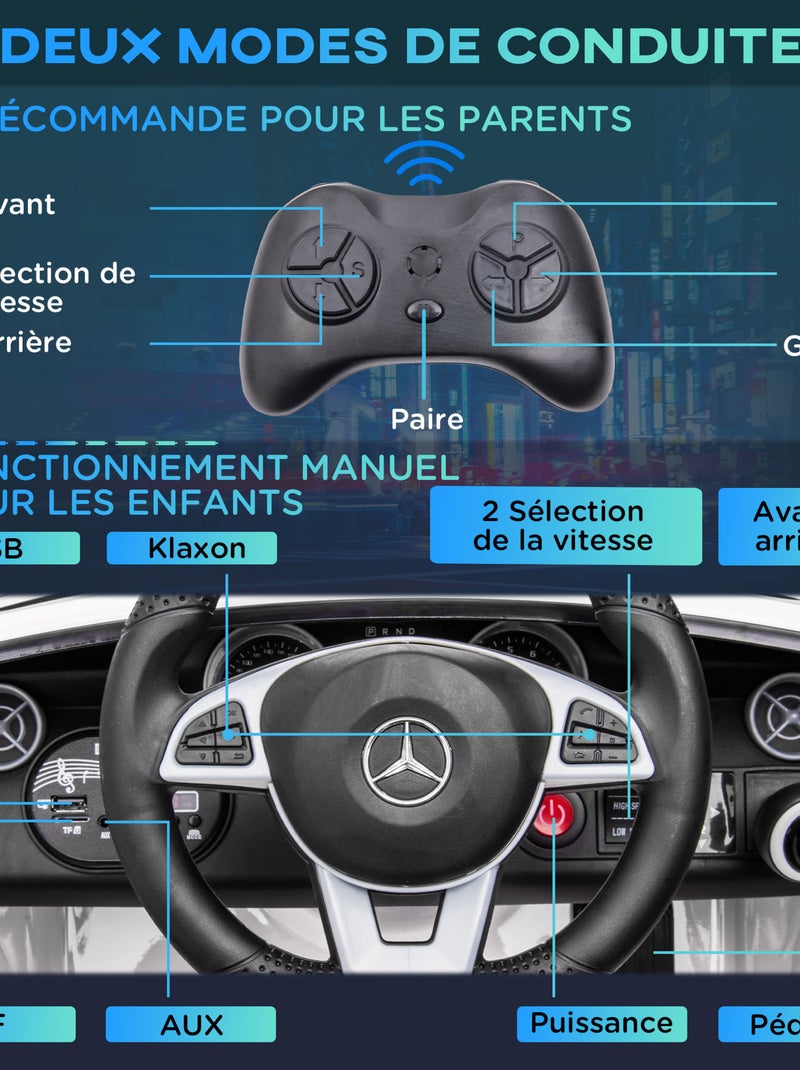 Voiture électrique enfant avec télécommande Mercedes SLC 300 Blanc Blanc - Kiabi
