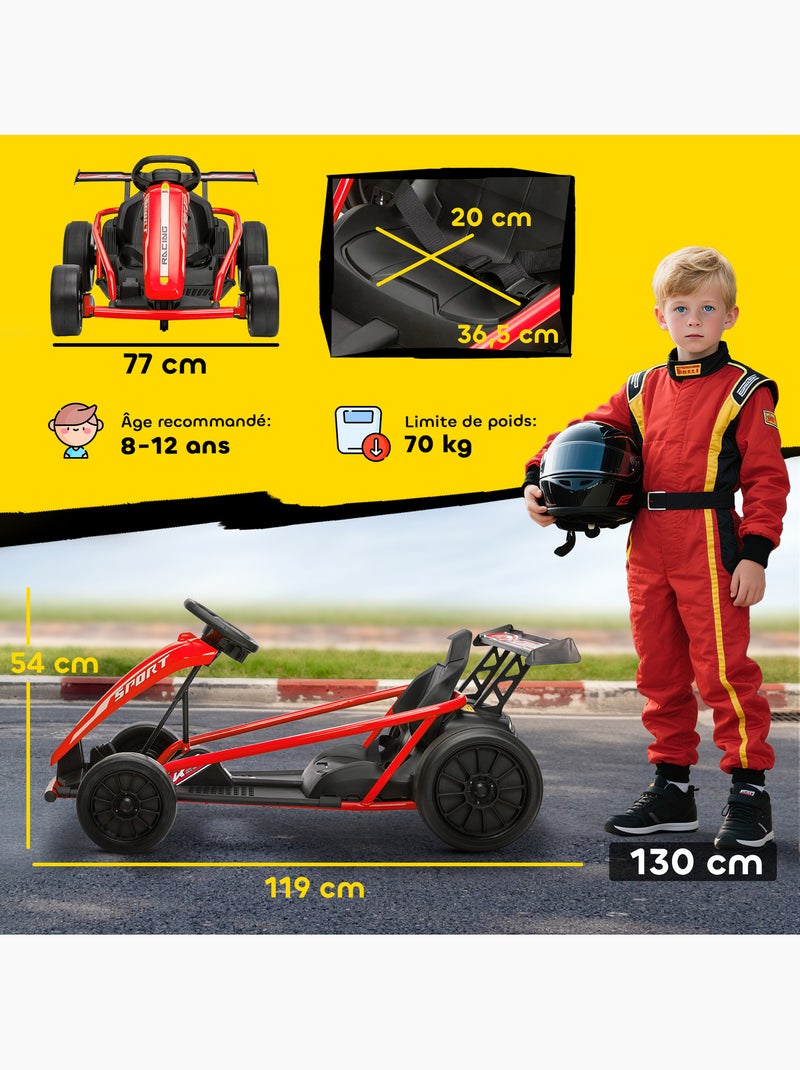 Voiture électrique enfant Formule 1 - 13 Km/h max. - ceinture 2 points Rouge - Kiabi