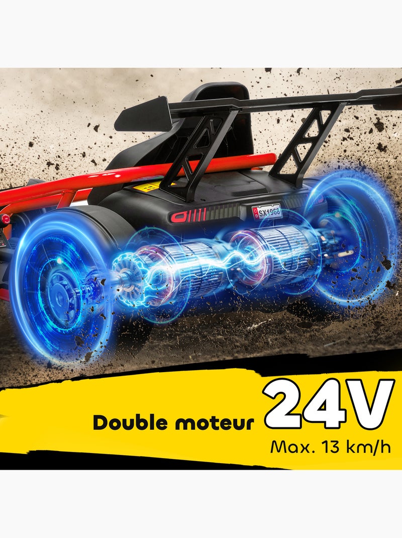 Voiture électrique enfant Formule 1 - 13 Km/h max. - ceinture 2 points Rouge - Kiabi