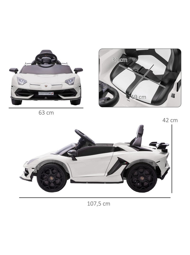 Voiture électrique enfant Lamborghini Aventador roadster SVJ avec télécommande Blanc - Kiabi