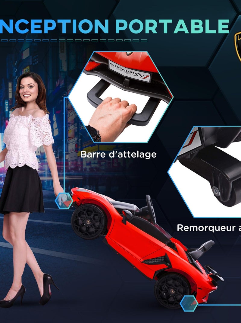 Voiture électrique enfant Lamborghini Aventador roadster SVJ avec télécommande Rouge - Kiabi