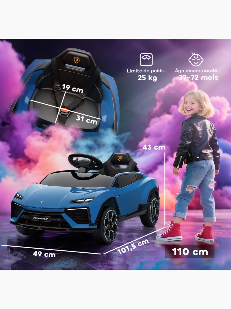 Voiture électrique enfant Lamborghini Lanzador télécommande effets Bleu Bleu - Kiabi