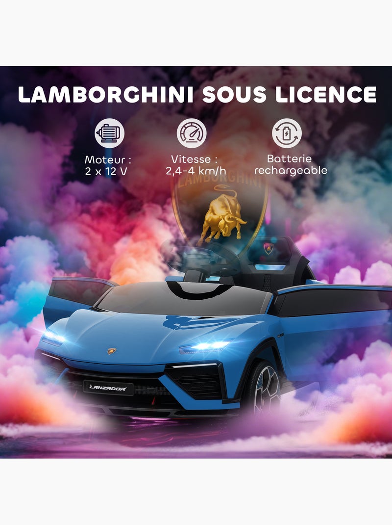 Voiture électrique enfant Lamborghini Lanzador télécommande effets Bleu Bleu - Kiabi