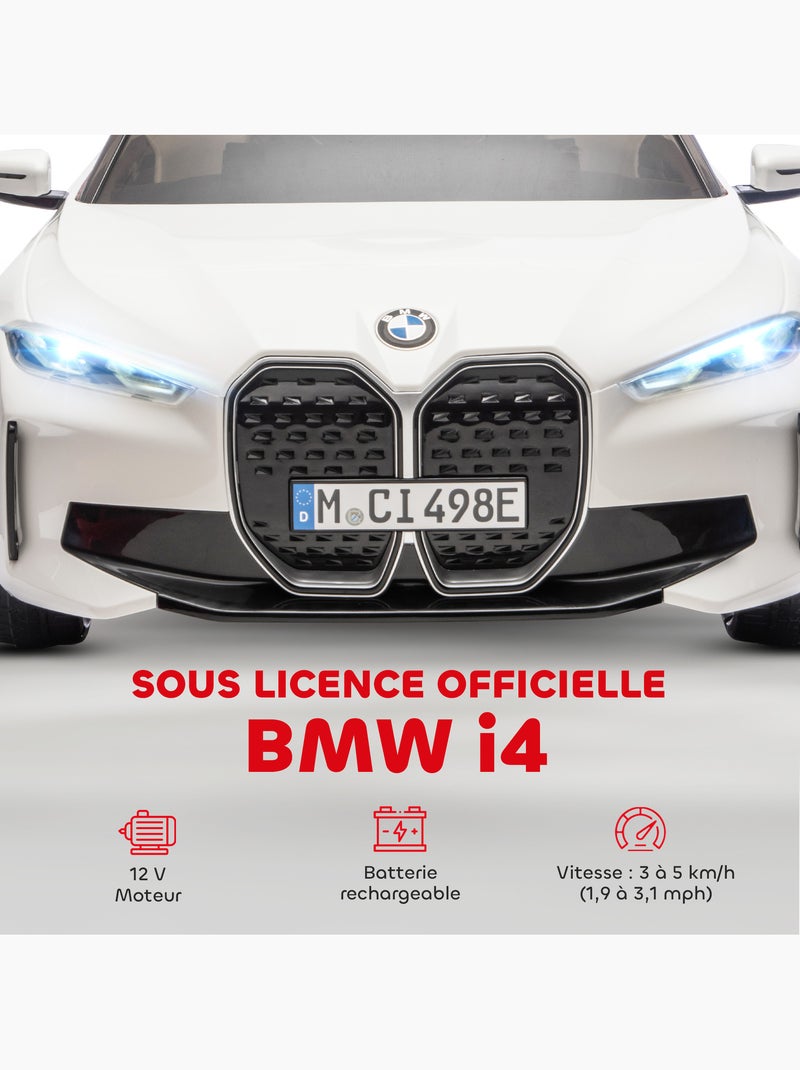 Voiture électrique enfant licence BMW I4 12V 5Km/h max. effets télécommande Blanc Blanc - Kiabi