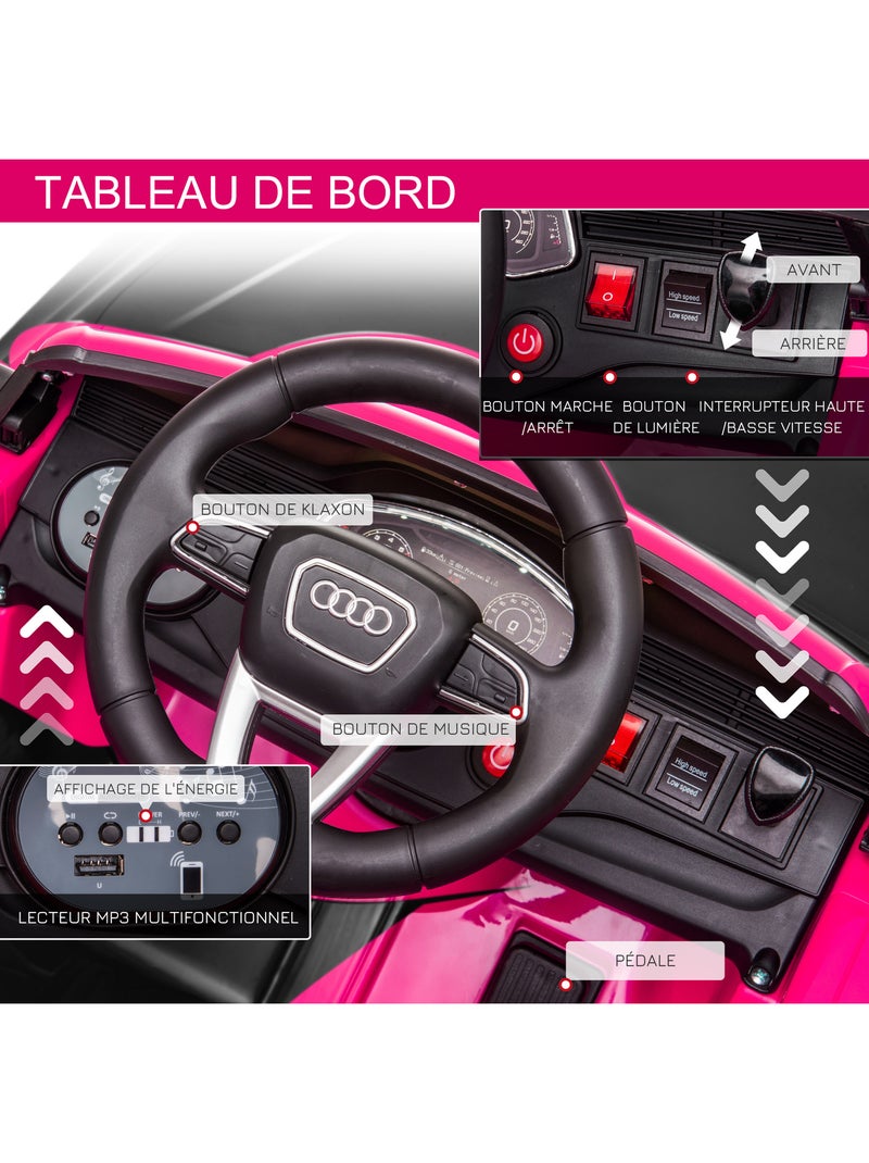 Voiture électrique enfant licence officielle audi rs q8 et télécommande Rose - Kiabi