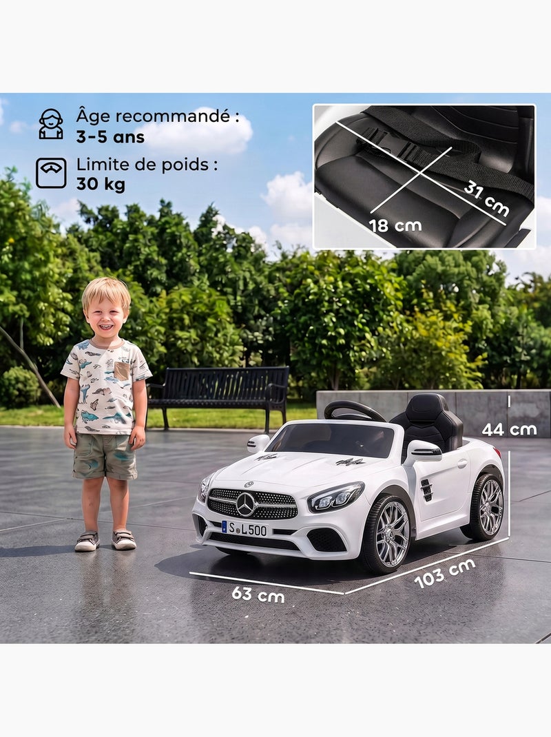 Voiture électrique enfant licence officielle mercedes-benz sl501 Blanc Blanc - Kiabi
