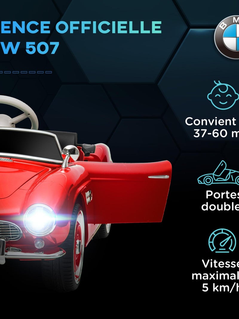 Voiture électrique enfant rétro BMW 507 V. max. 5 Km/h Rouge - Kiabi