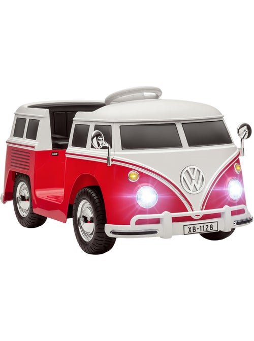 Voiture électrique enfant volkswagen combi t1 2 moteurs 12v nombreux effets blanc rouge - Kiabi