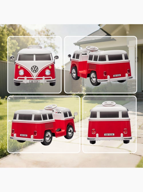 Voiture électrique enfant volkswagen combi t1 2 moteurs 12v nombreux effets blanc rouge - Kiabi