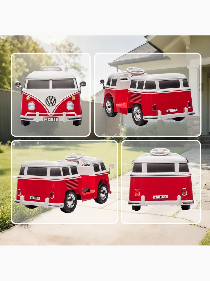 Voiture électrique enfant volkswagen combi t1 2 moteurs 12v nombreux effets blanc rouge Rouge - Kiabi