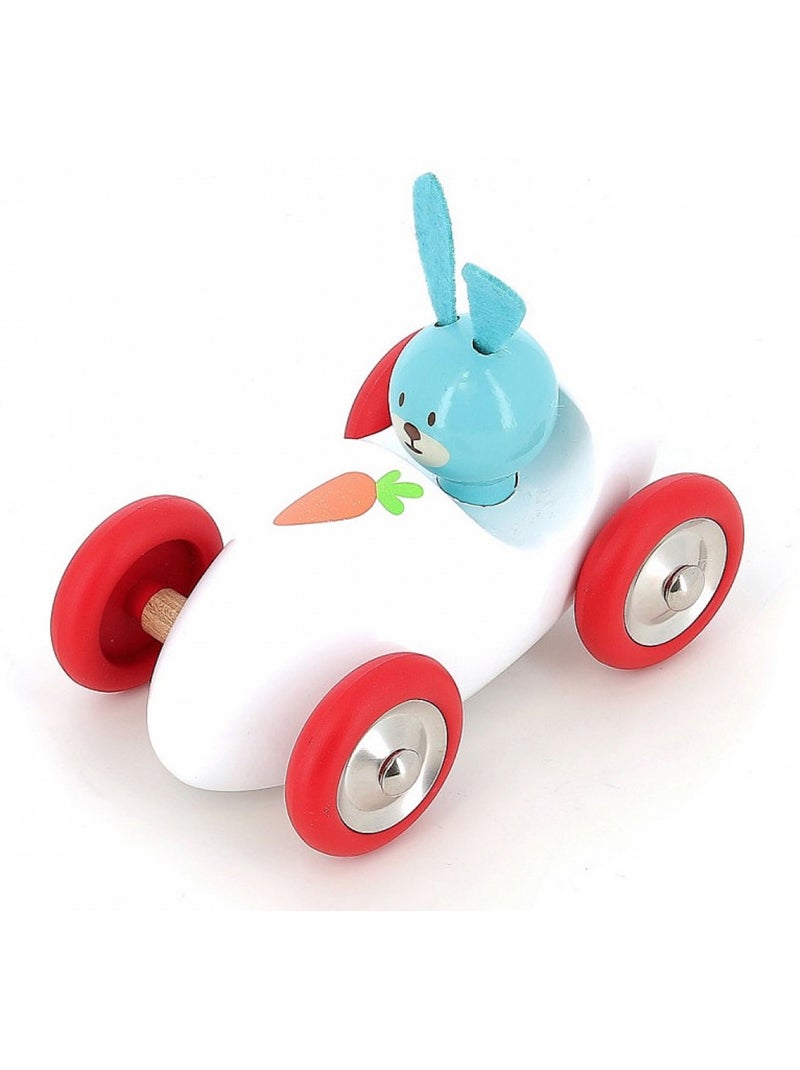 Voiture en bois raoul le lapin Bleu turquoise - Kiabi