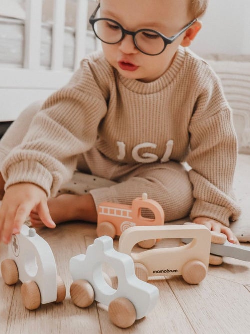 Voiture Enfant bois, - Jouet en bois voitures, hélicoptère, bateau, Ambulance, Camion Pompier - Kiabi