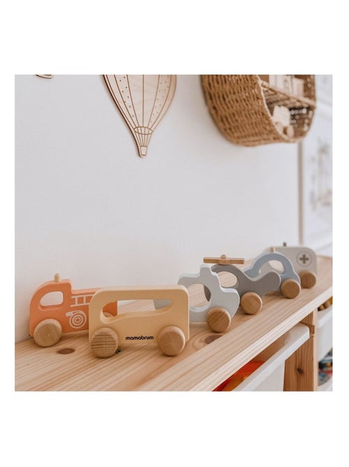 Voiture Enfant bois, - Jouet en bois voitures, hélicoptère, bateau, Ambulance, Camion Pompier - Kiabi