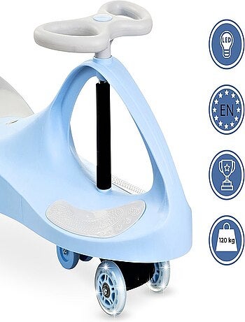Voiture enfant, tourner le guidon pour avancer ou tourner trotteur draisienne 120kg max, roues led