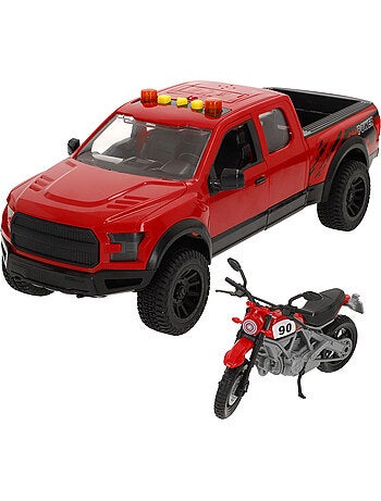 Voiture pick-up à friction avec moto, lumière et son speed & go