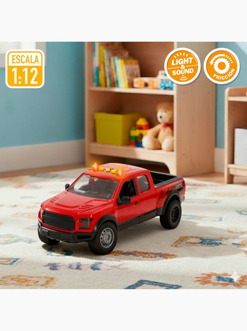 Voiture pick-up à friction avec moto, lumière et son speed & go - Kiabi