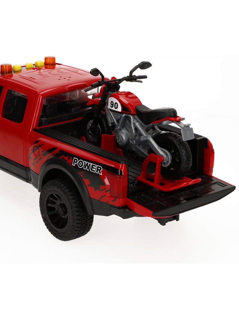 Voiture pick-up à friction avec moto, lumière et son speed & go N/A - Kiabi