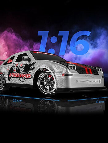 Voiture télécommandée OVERMAX - X-Tireburner - 2x Carrosserie - Eclairage LED - 40min d'autonomie