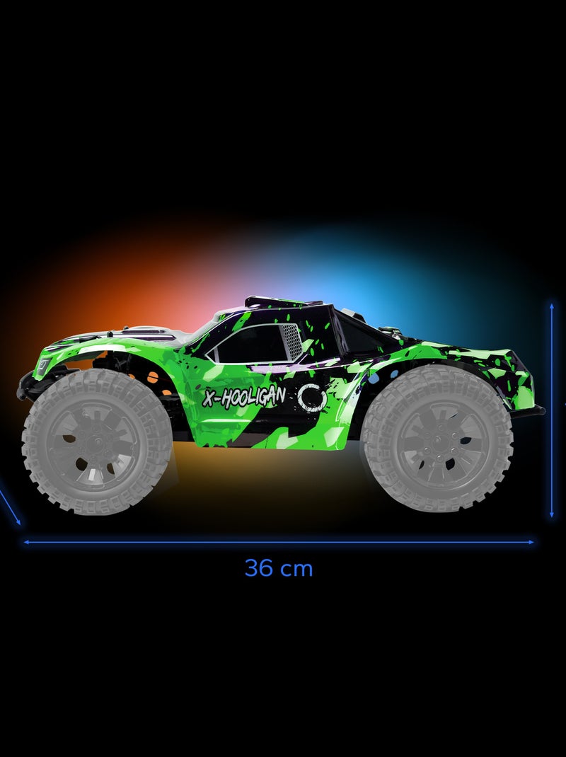 Voiture télécommandée OVERMAX Hooligan 2.0 - Vitesse 35 km/h - Portée 100 mètres - transmission 4x4 Vert - Kiabi