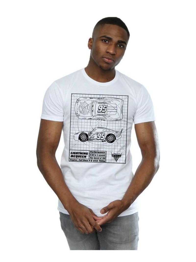 Voitures - T-shirt motif Flash McQueen motif/style plan (Flash McQueen) Blanc - Kiabi