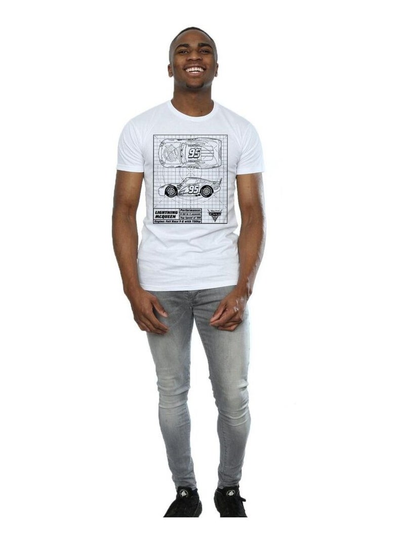 Voitures - T-shirt motif Flash McQueen motif/style plan (Flash McQueen) Blanc - Kiabi